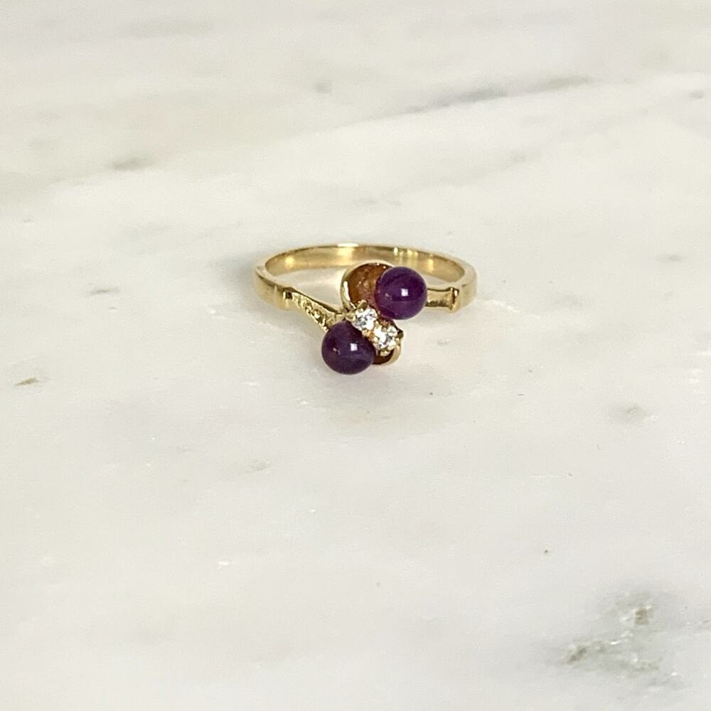 Vintage Gold-Plated Amethyst Cubic Zirconia Accent Ring Size 6.25 Cocktail